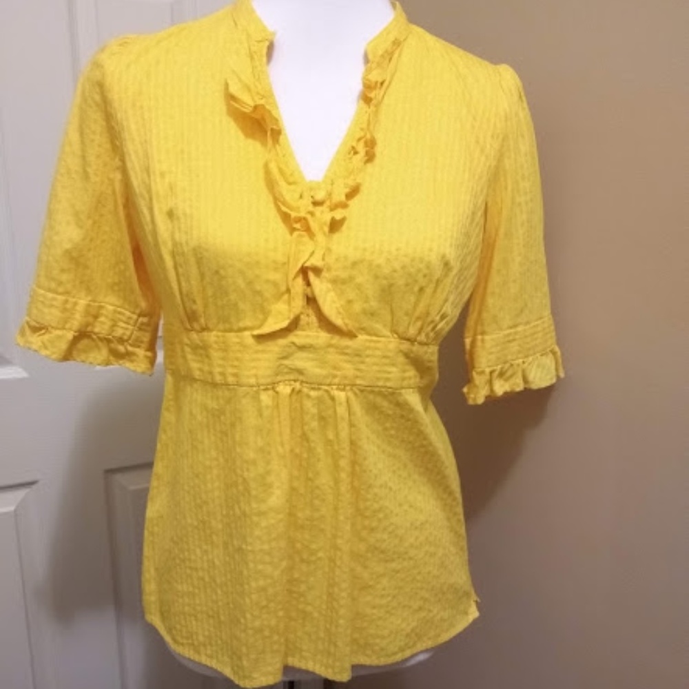 Yellow Loft Blouse size 8 with side zip